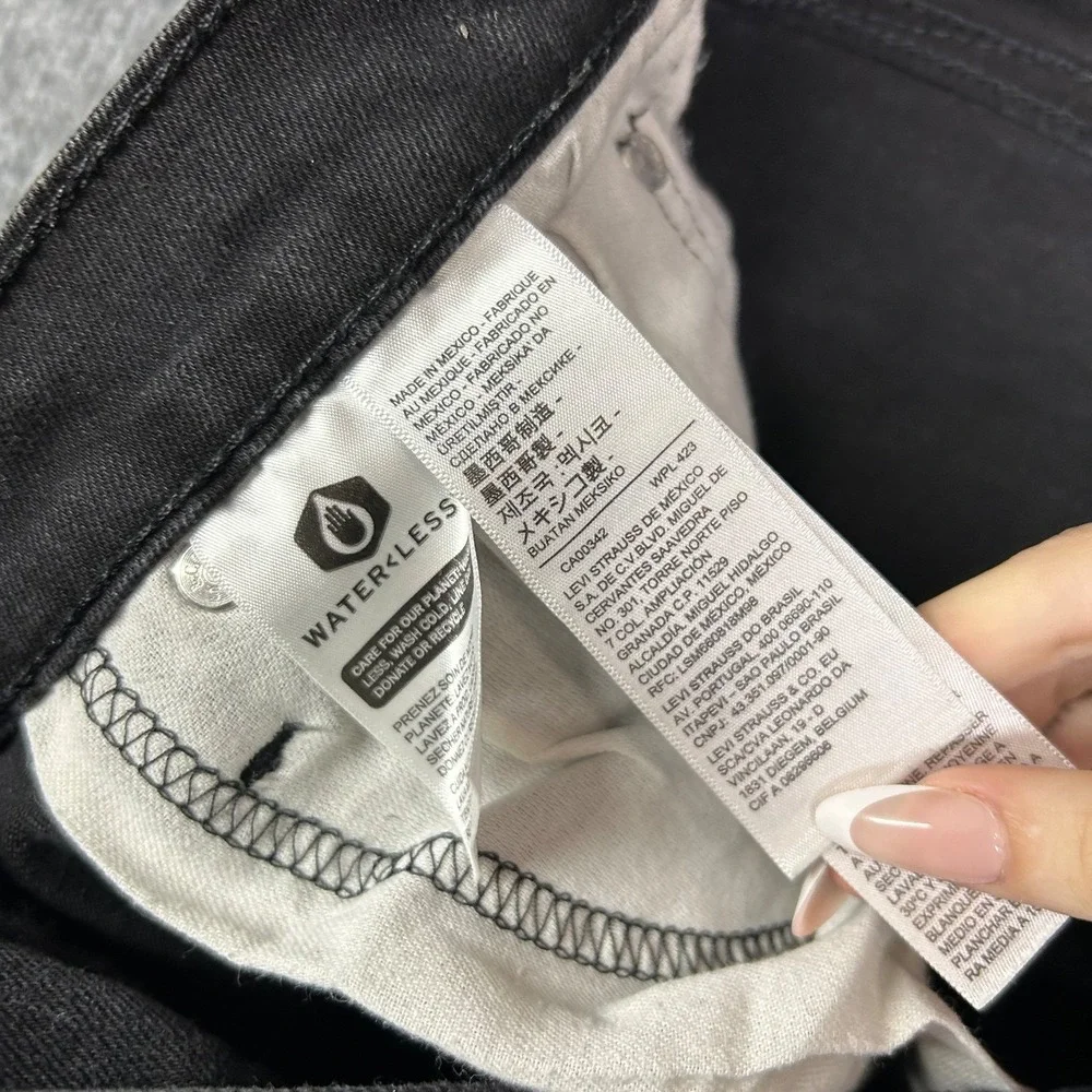 Levi's 505 Jeans Men's Black Denim Stretch Pockets Mid Rise Straight Fit - 30X30
